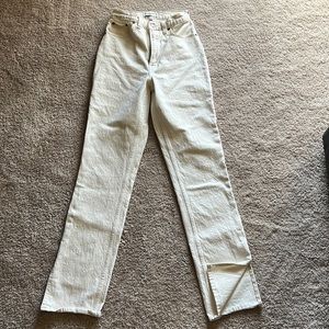 Abercrombie Cream Jeans Split Hem